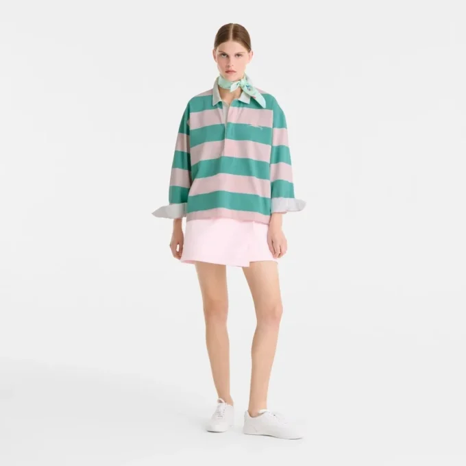Ballerina/Mint – Striped jersey Polo shirt