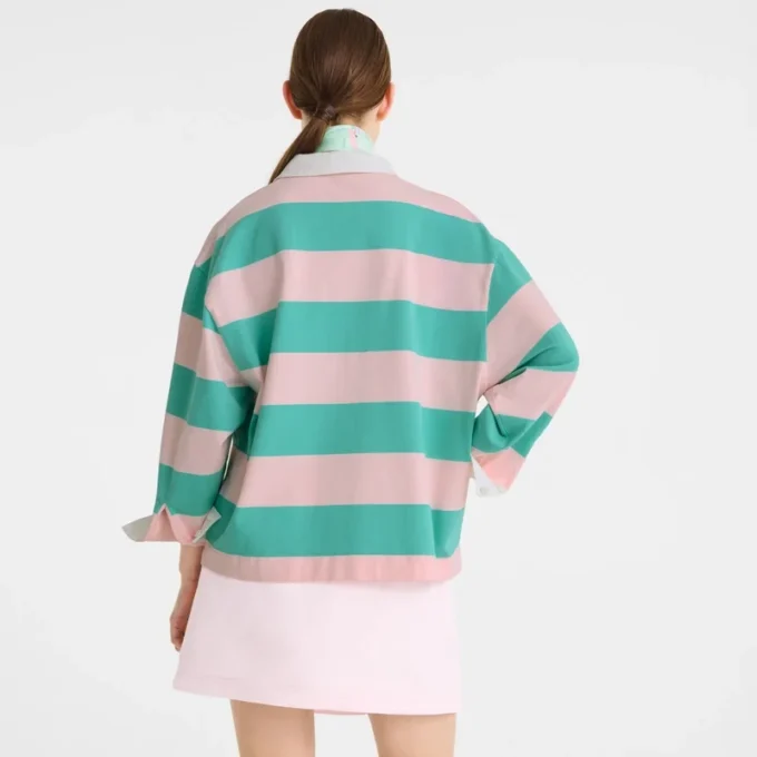 Ballerina/Mint – Striped jersey Polo shirt