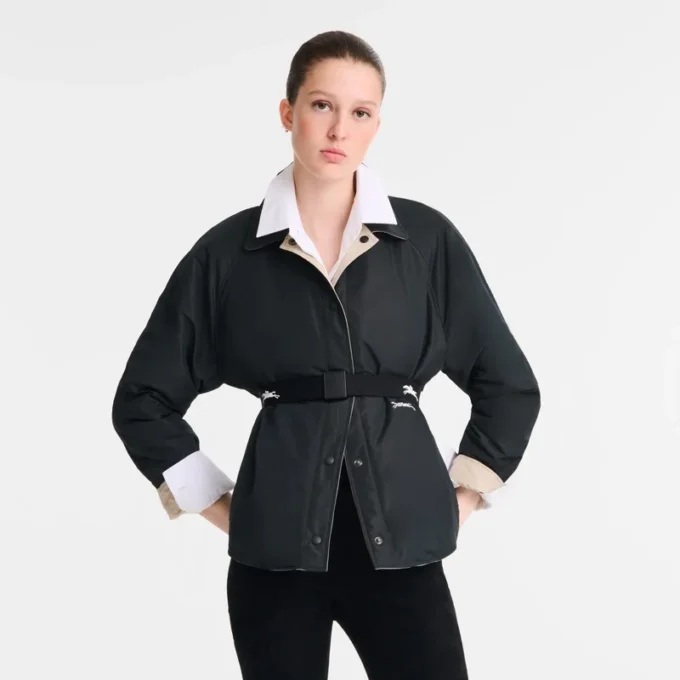 Black/Paper – Technical taffeta Padded blouson
