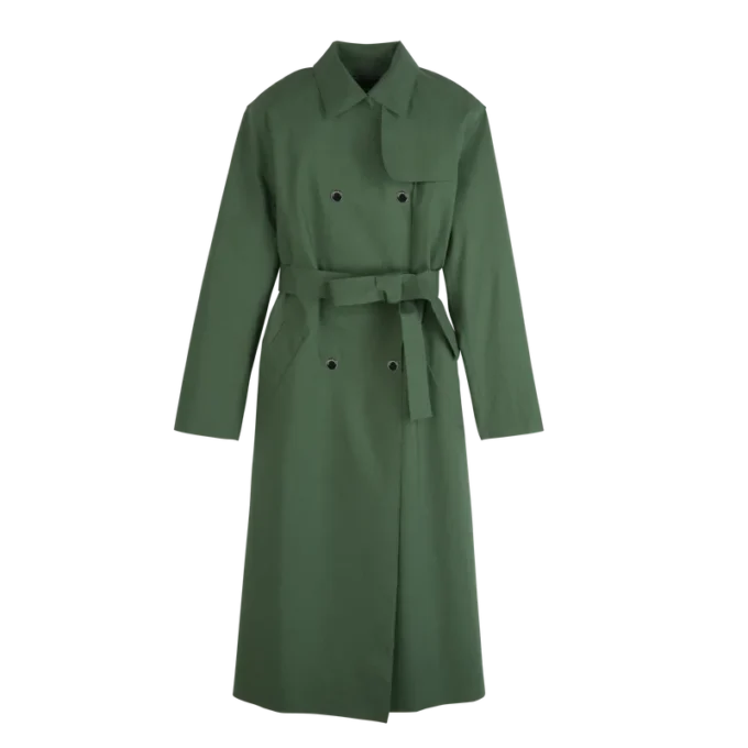 British Green – Water-repellent technical canvas Trench coat