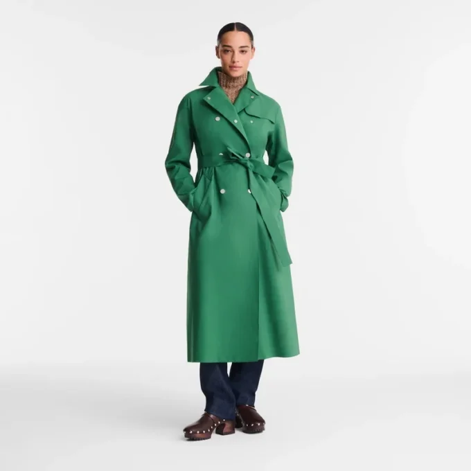 British Green – Water-repellent technical canvas Trench coat