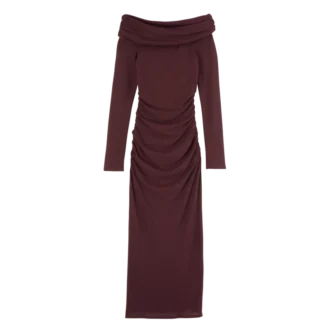 Burgundy – Crepe jersey Long dress