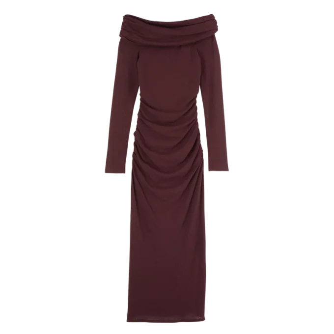 Burgundy – Crepe jersey Long dress