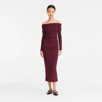 Burgundy – Crepe jersey Long dress