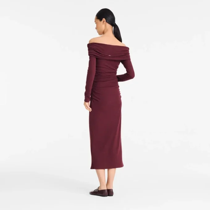 Burgundy – Crepe jersey Long dress