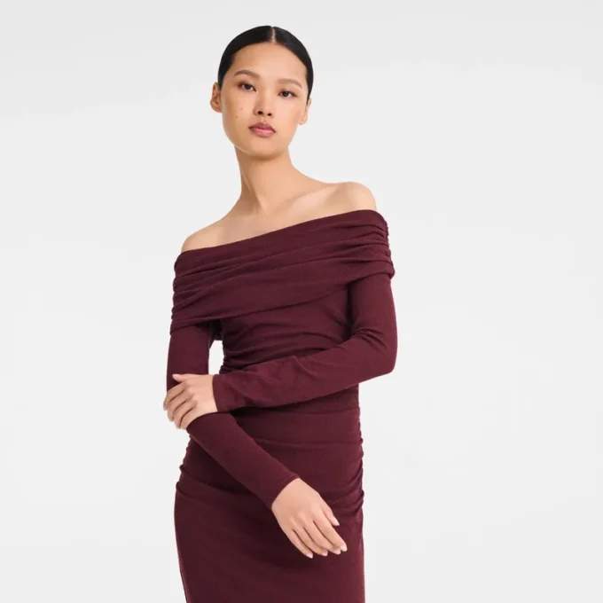 Burgundy – Crepe jersey Long dress