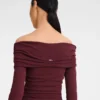 Burgundy – Crepe jersey Long dress
