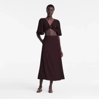 Burgundy – Crepe Midi skirt