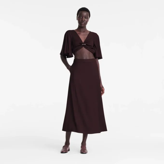 Burgundy – Crepe Midi skirt