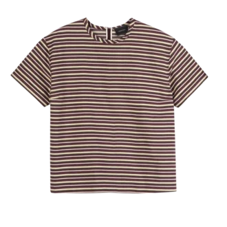 Burgundy – Striped poplin T-shirt