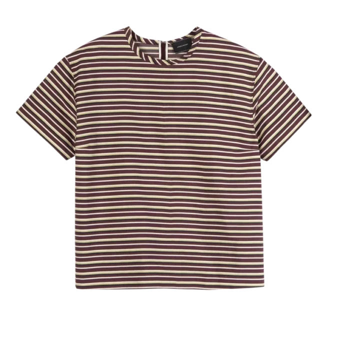Burgundy – Striped poplin T-shirt