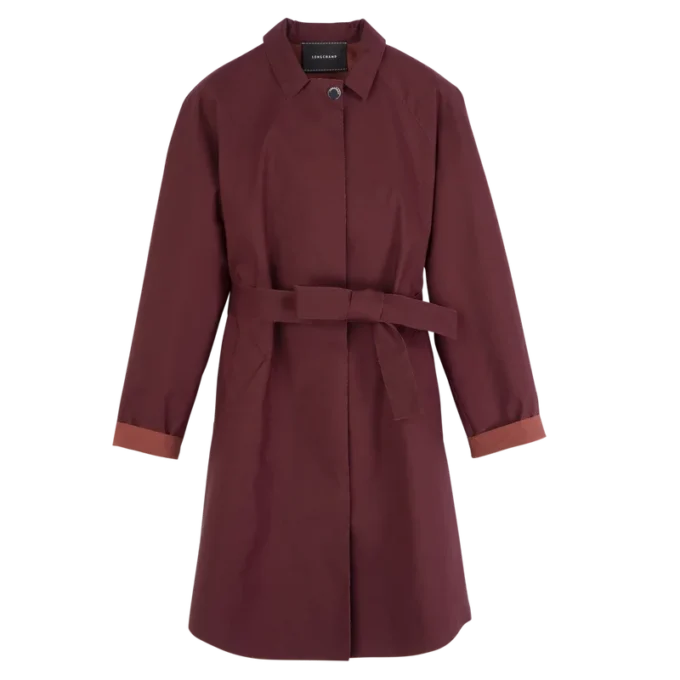 Burgundy – Water-repellent technical canvas Trench coat