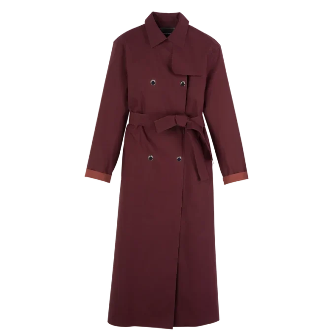 Burgundy – Water-repellent technical canvas Trench coat