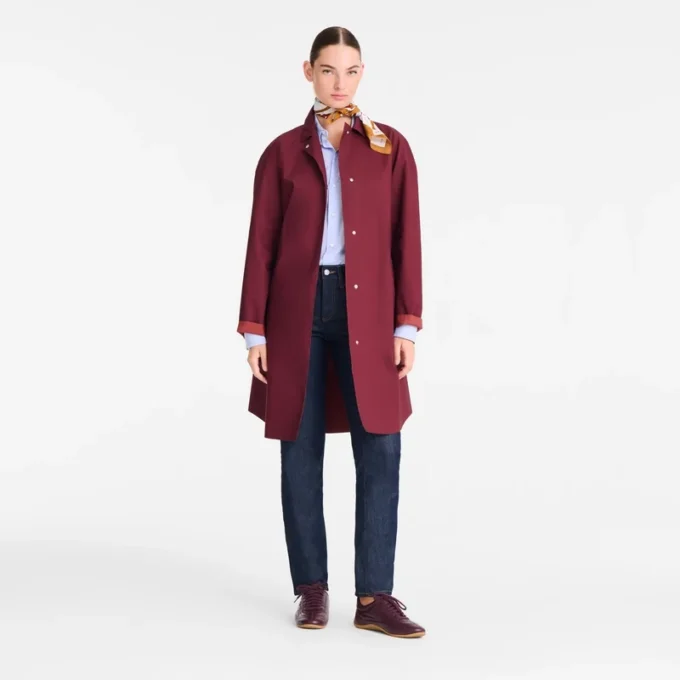Burgundy – Water-repellent technical canvas Trench coat