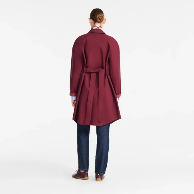 Burgundy – Water-repellent technical canvas Trench coat