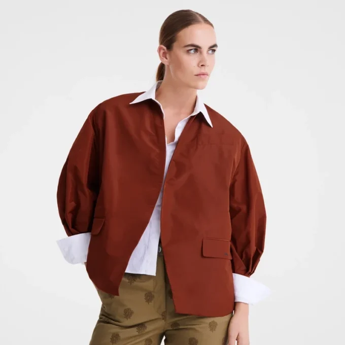Chestnut – Technical taffeta Kimono jacket