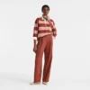 Cream/Coral – Striped jersey Polo shirt