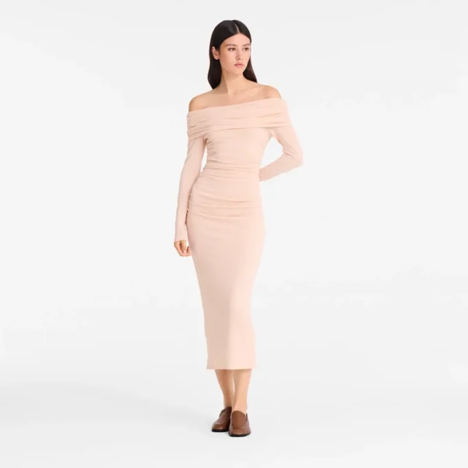 Cream – Crepe jersey Long dress