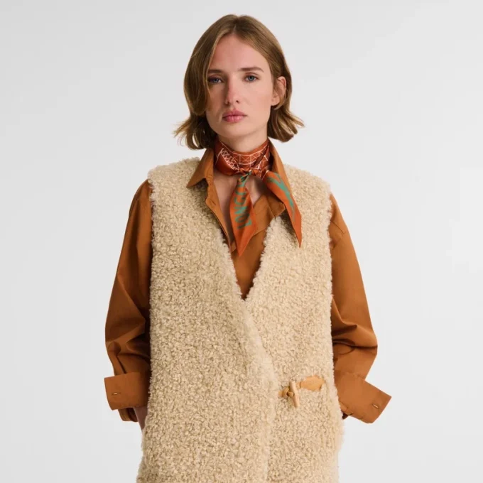 Ecru – Faux fur Long cardigan