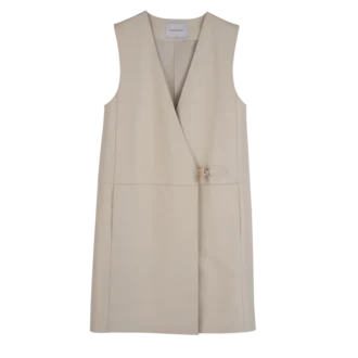 Ecru – Leather Sleeveless jacket