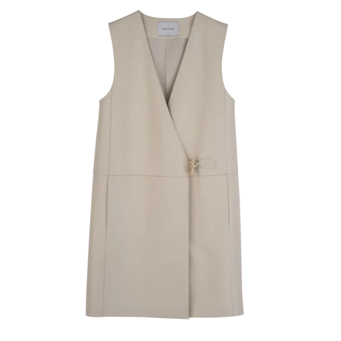 Ecru – Leather Sleeveless jacket