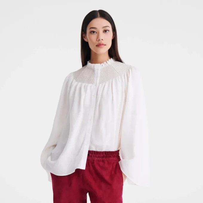 Ecru – Smocked veil Blouse