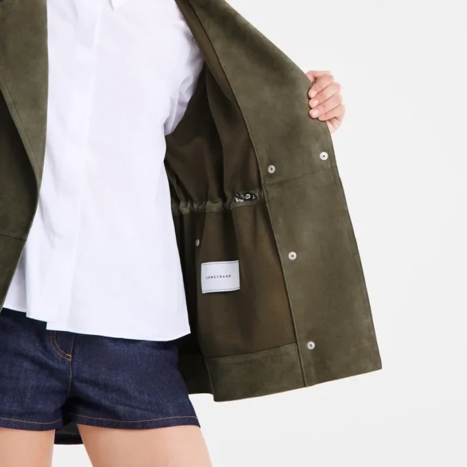 Khaki – Leather Safari jacket