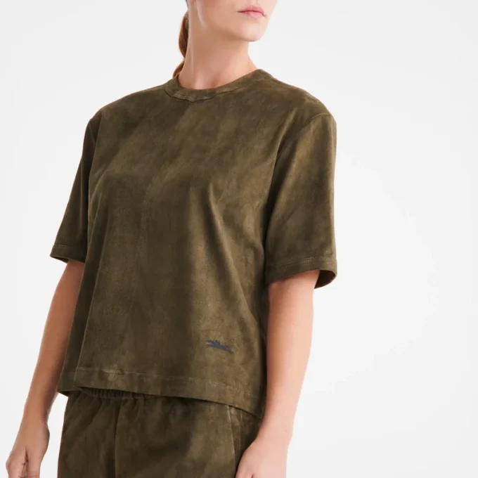 Khaki – Leather Short leather top
