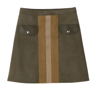 Khaki – Leather Skirt
