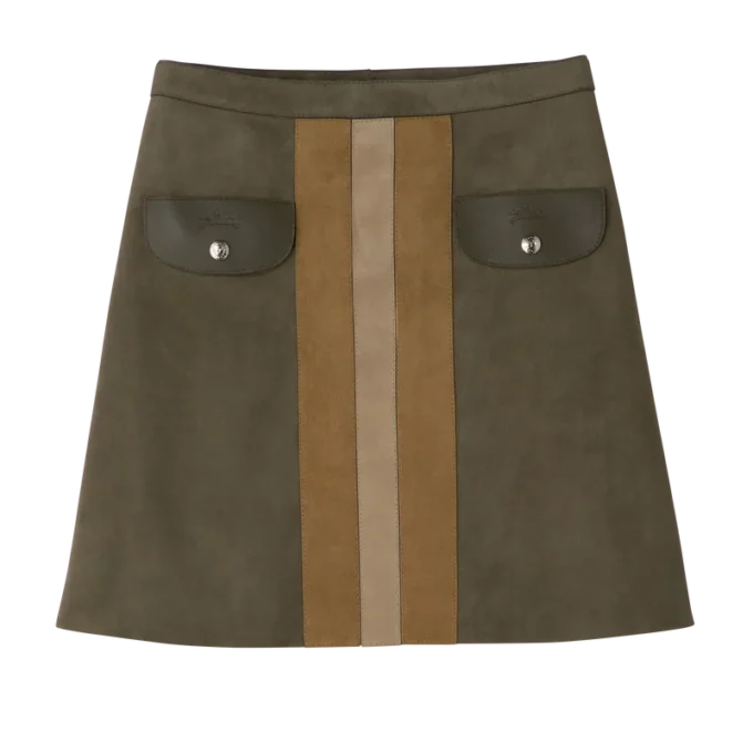 Khaki – Leather Skirt