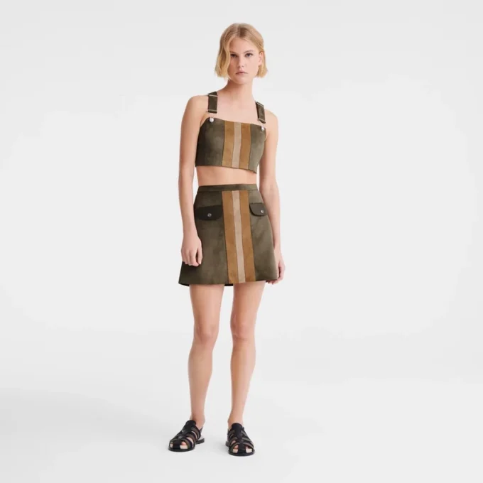 Khaki – Leather Skirt
