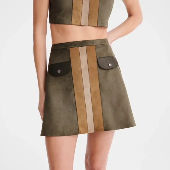 Khaki – Leather Skirt