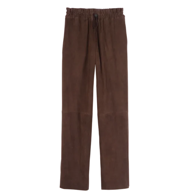 Leather straight pants