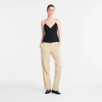 Leather straight pants