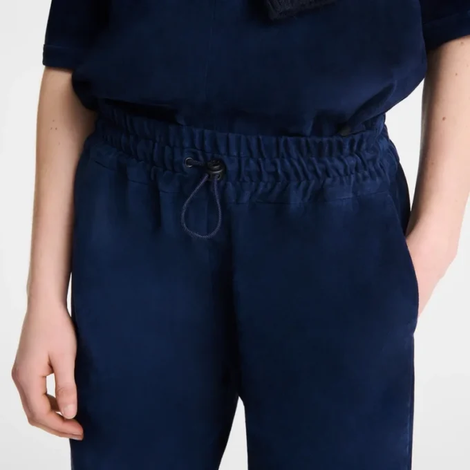 Leather straight pants