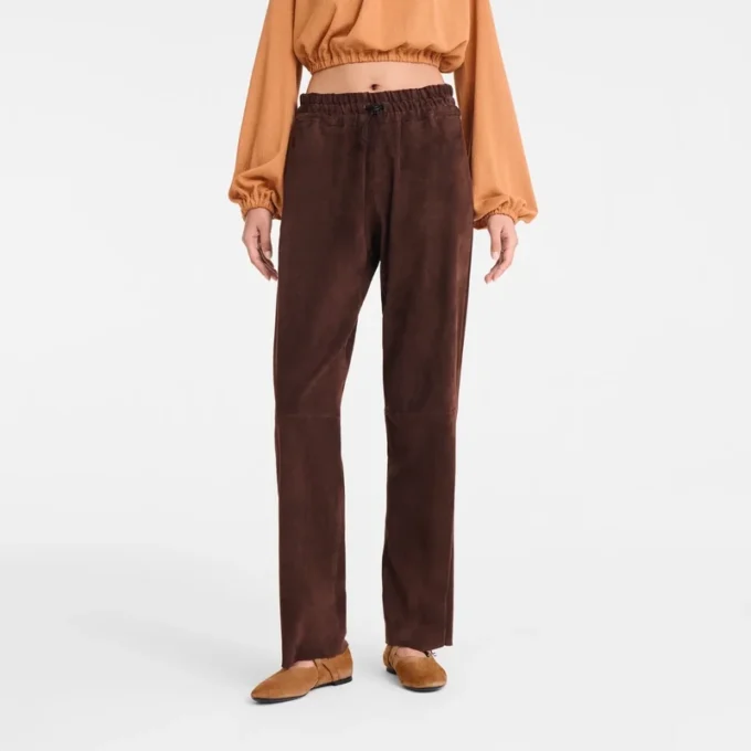 Leather straight pants