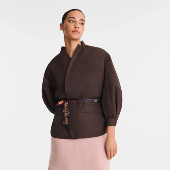 Mocha – Technical taffeta Kimono jacket