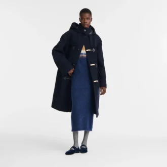 Navy – Double-faced wool cloth Duffle Coat