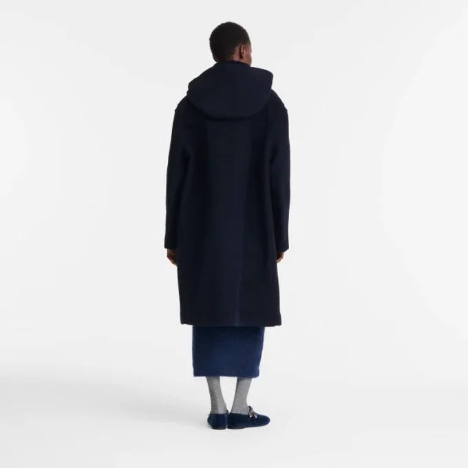 Navy – Double-faced wool cloth Duffle Coat