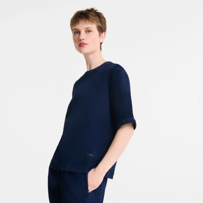 Navy – Leather Short leather top