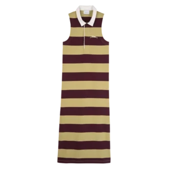 Pistachio/Burgundy – Striped jersey Polo dress