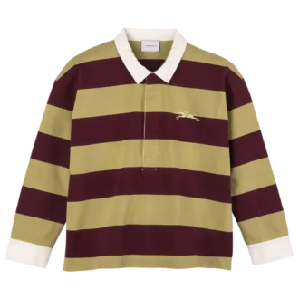 Pistachio/Burgundy – Striped jersey Polo shirt